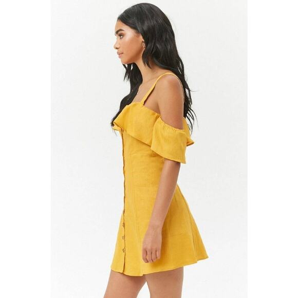 Forever 21 Linen Button Down Mini Dress Medium - Picture 5 of 11